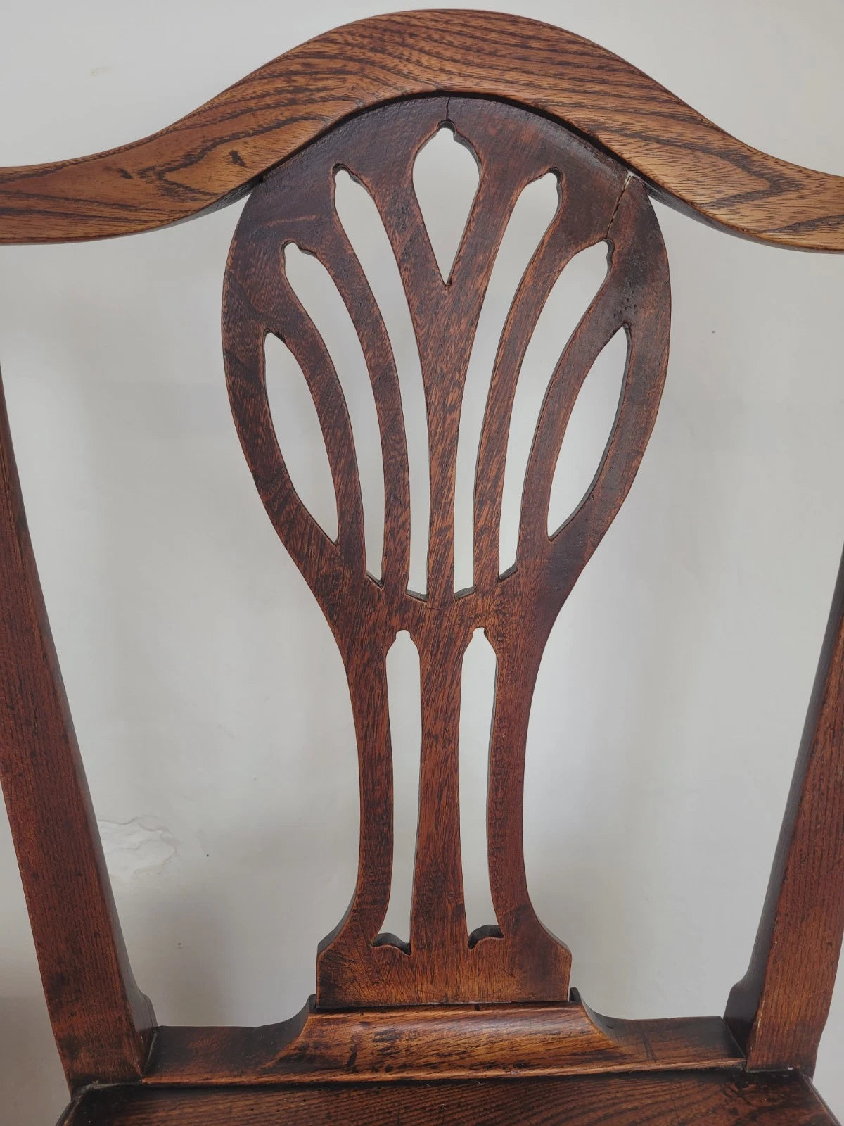 Country Kitchen Chairs Pair Pierced Back Elm 19thC Antique Postage Available