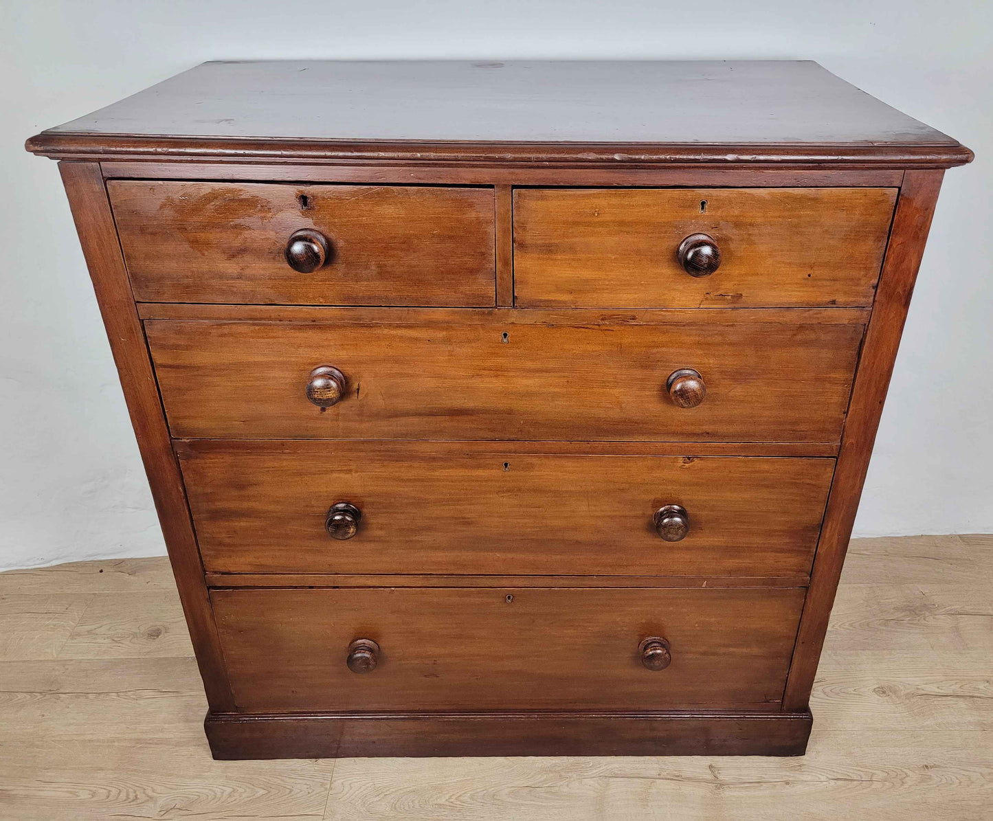 Victorian Chest of Drawers 2 Over 3 19thC Bun Handles Delivery Available