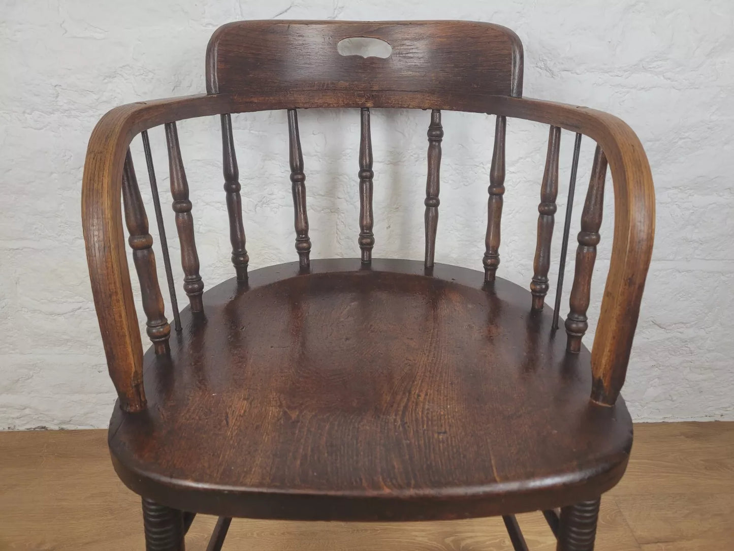 Vintage Office Elbow Chair Mid 20th Century Oak Spindle Back Postage Available