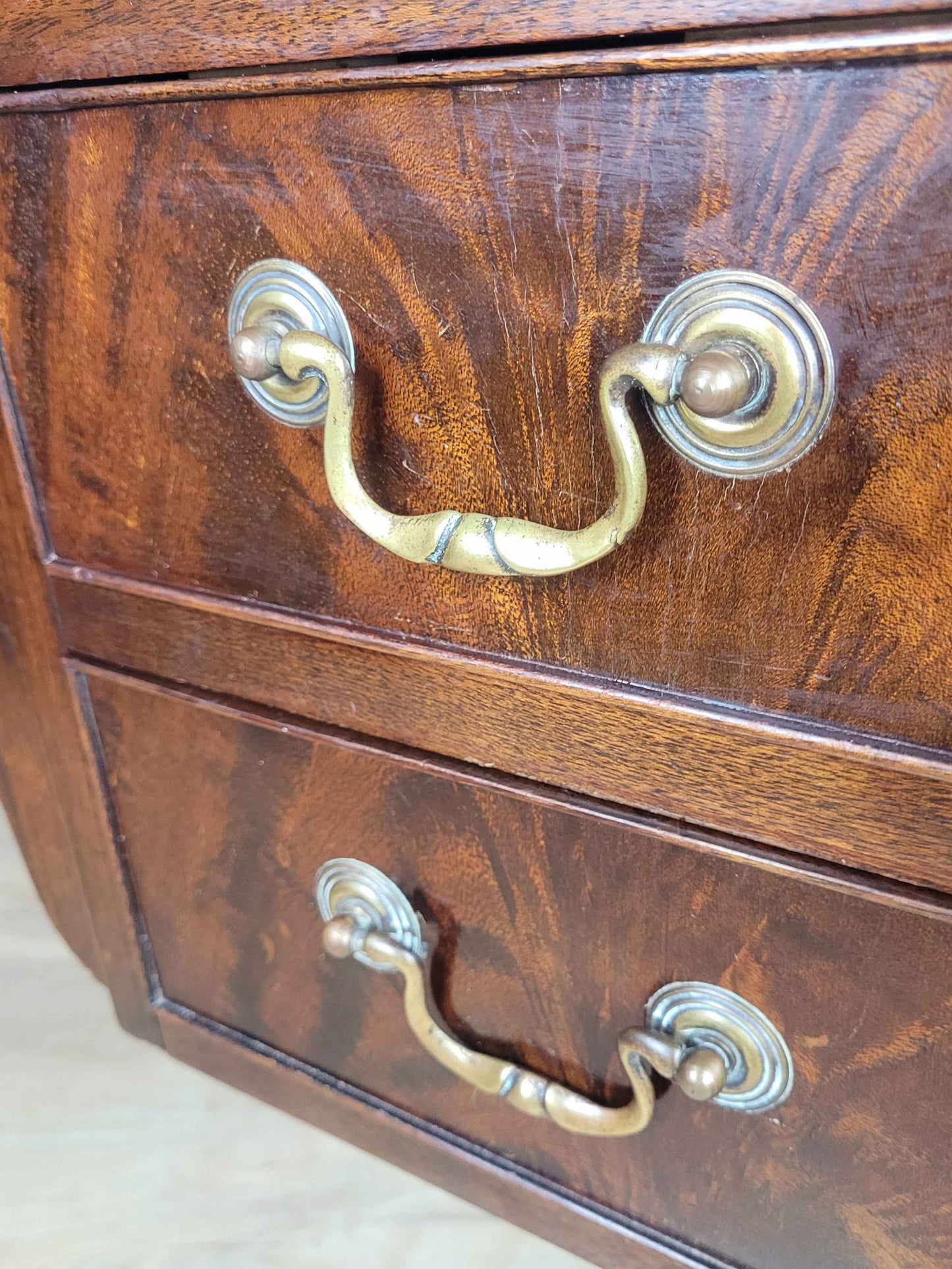 Vintage Ladies Writing Desk Mahogany 1950s Swan Neck Handles Delivery Available