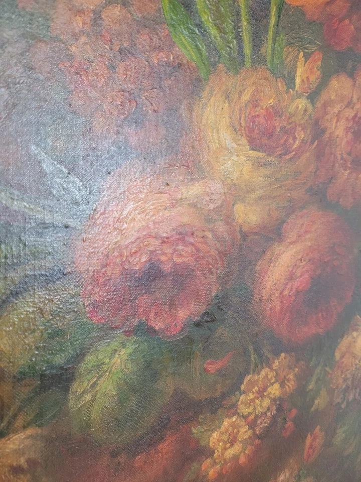 Louis Silas Oil Painting 1890 Still Life Bouquet Of Flowers Postage Available