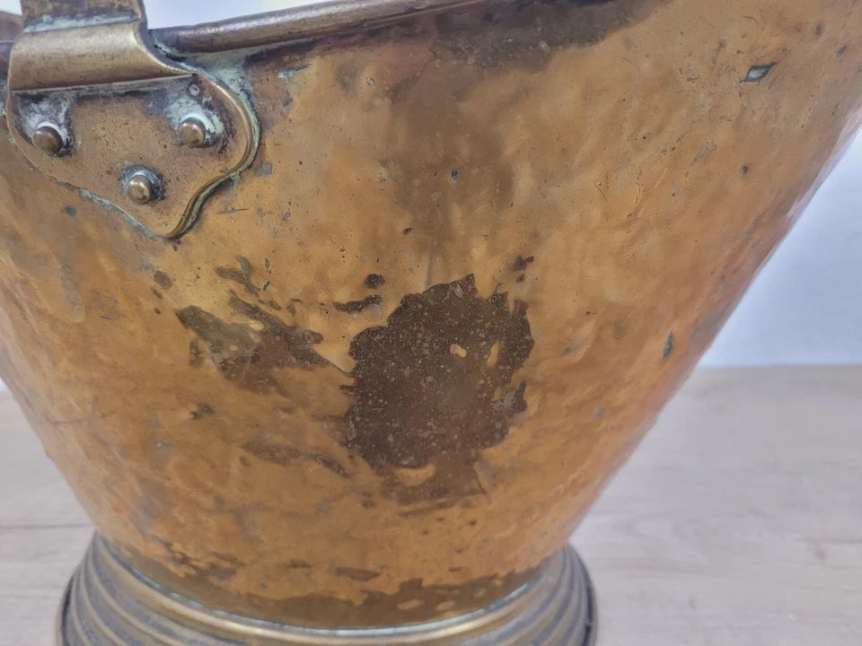 Victorian Brass Coal Scuttle Bucket Shovel 19thC Antique Postage Available
