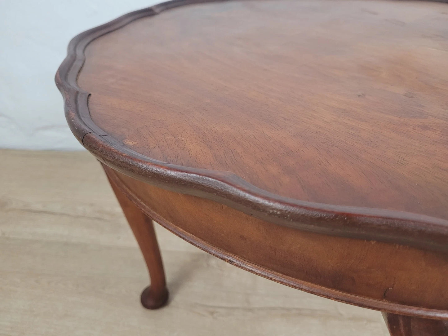 Walnut Coffee Side Table Circular Scalloped Cabriole Carved Postage Available