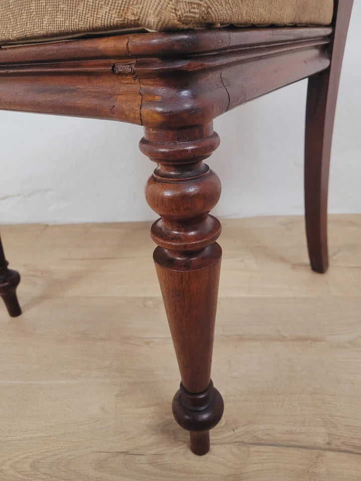 Victorian Bar Back Chair Floral Carved Needlepoint Antique Postage Available
