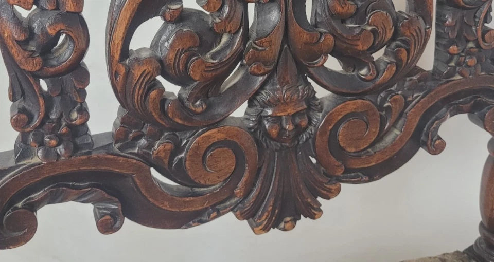 Walnut Hall Chair Carved High Back 17thC Style Vintage Delivery Available