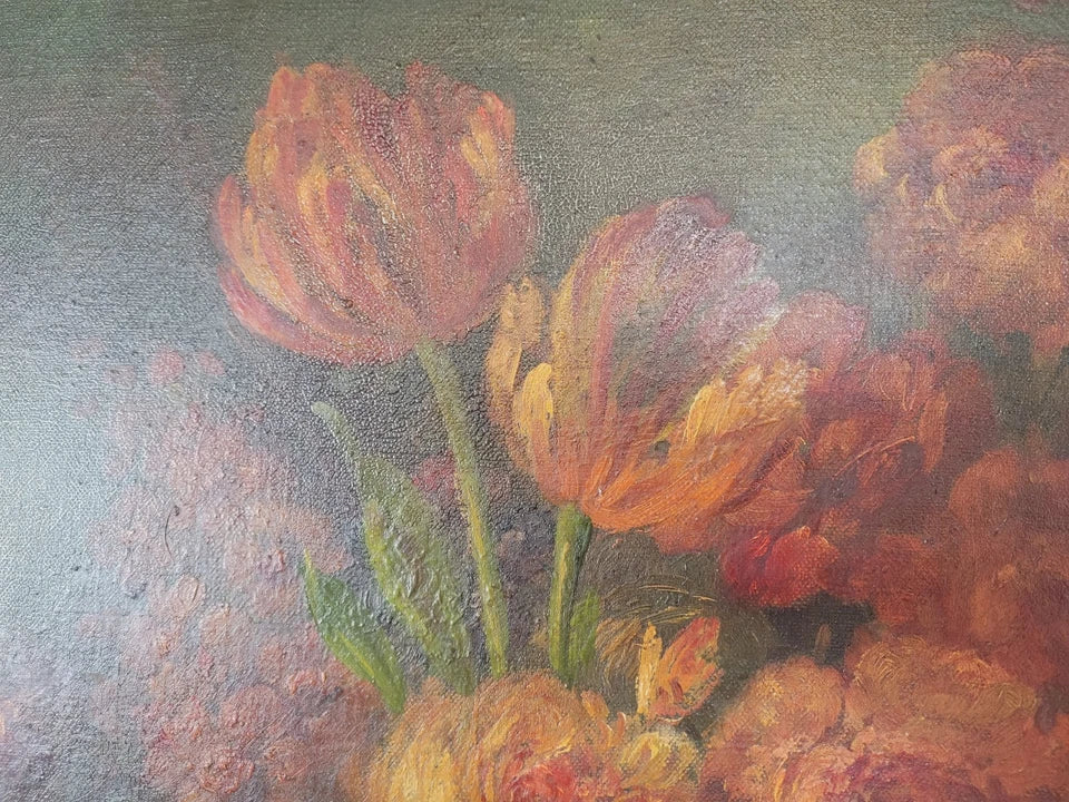 Louis Silas Oil Painting 1890 Still Life Bouquet Of Flowers Postage Available