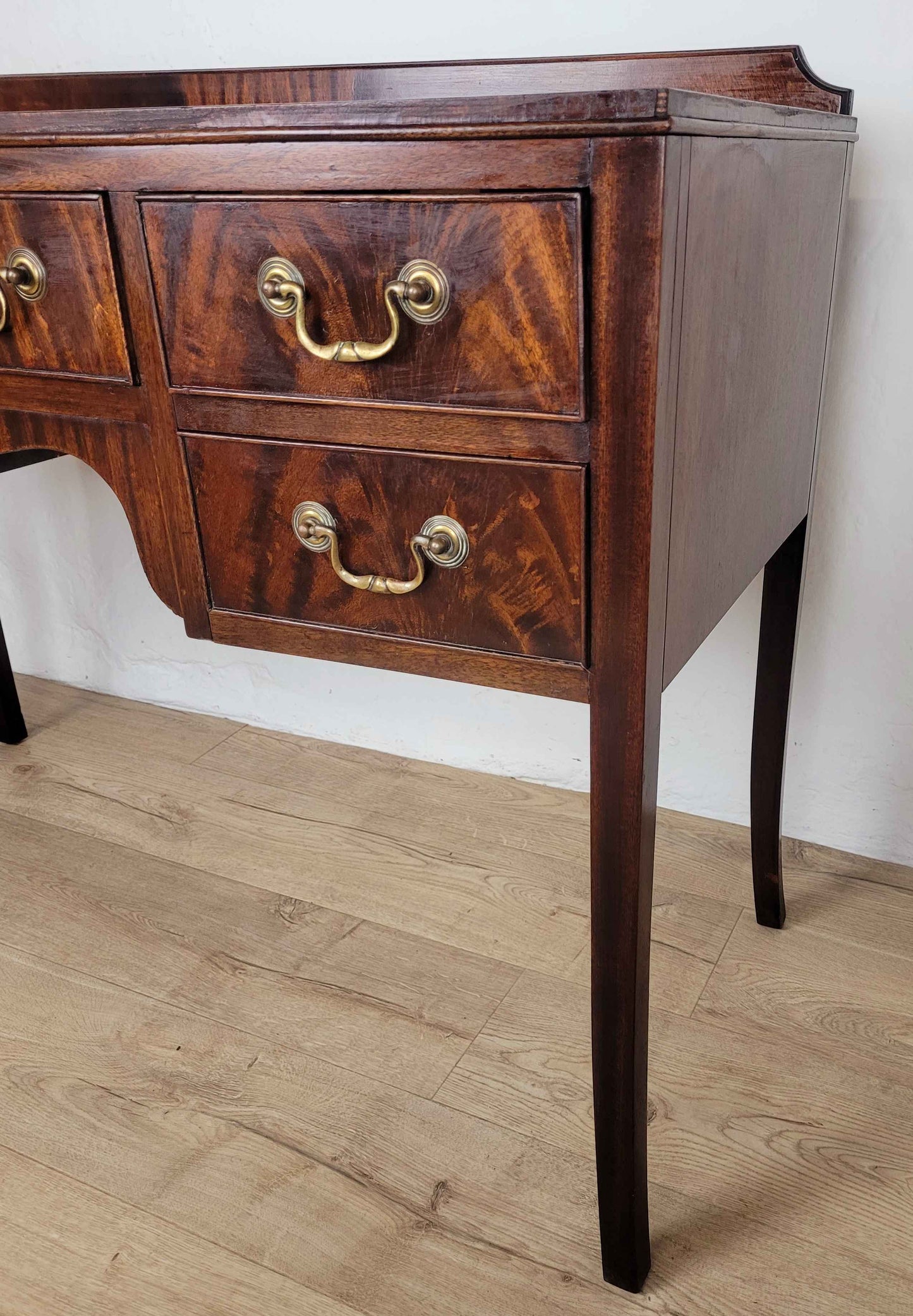 Vintage Ladies Writing Desk Mahogany 1950s Swan Neck Handles Delivery Available