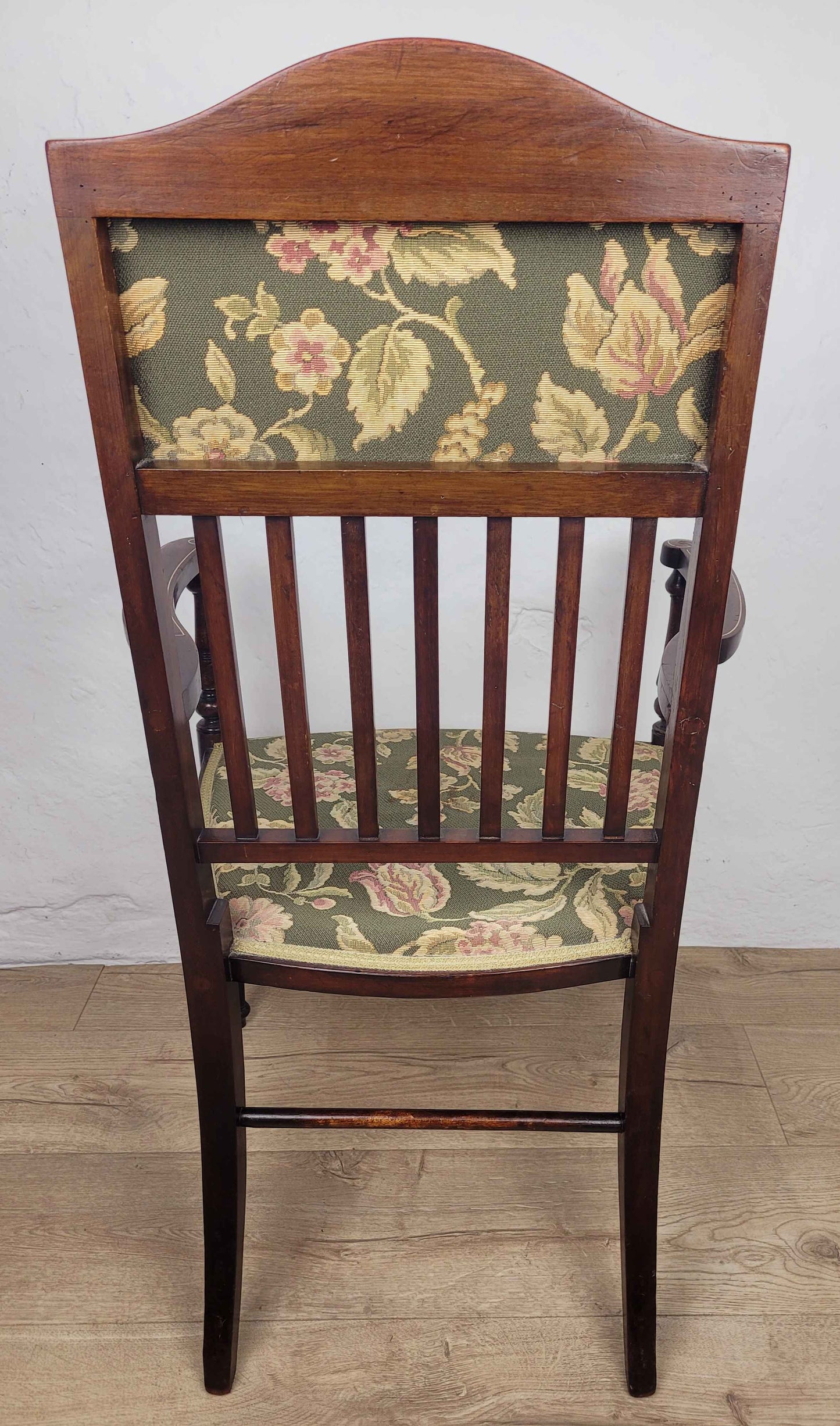 Edwardian Armchair Inlaid Floral Upholstery English 1900s Postage Available