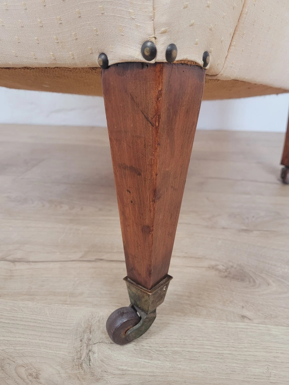 Winged Armchair George III Style Apricot Upholstery Castors Delivery Available