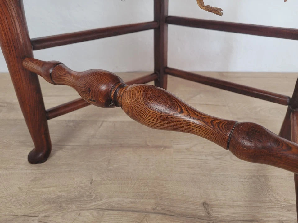 Ladderback Armchair Elm 19th Century Country Rush Seat Antique Postage Available