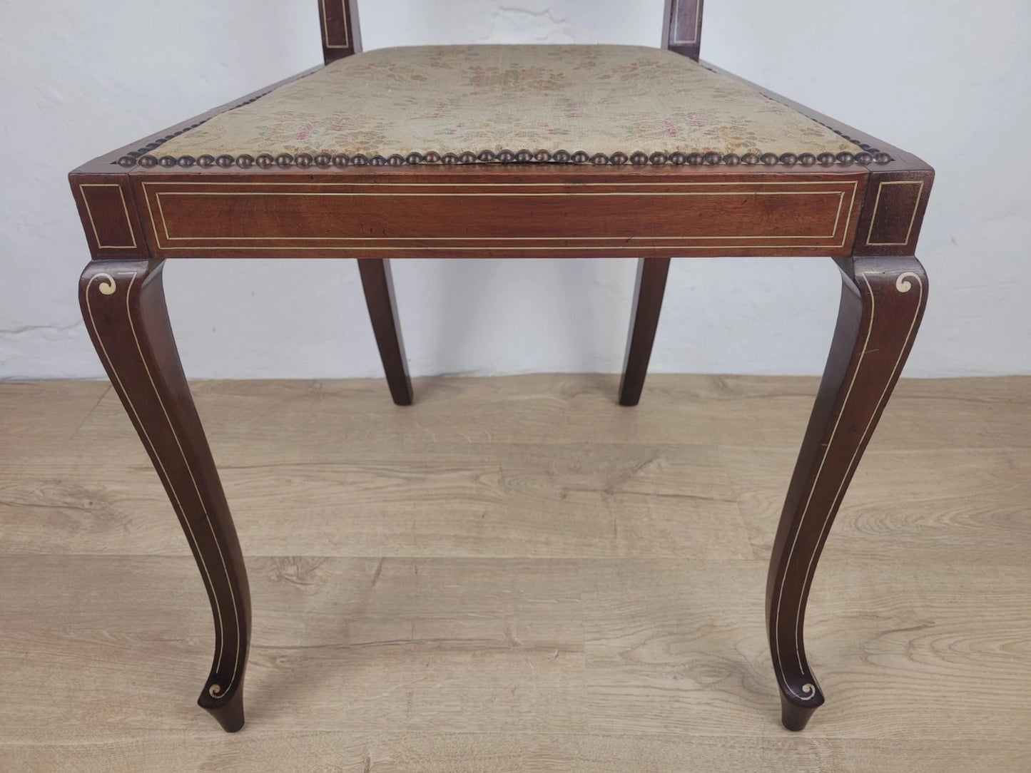 Edwardian Bedroom Chair Inlaid Floral Upholstery Cabriole Legs Postage Available