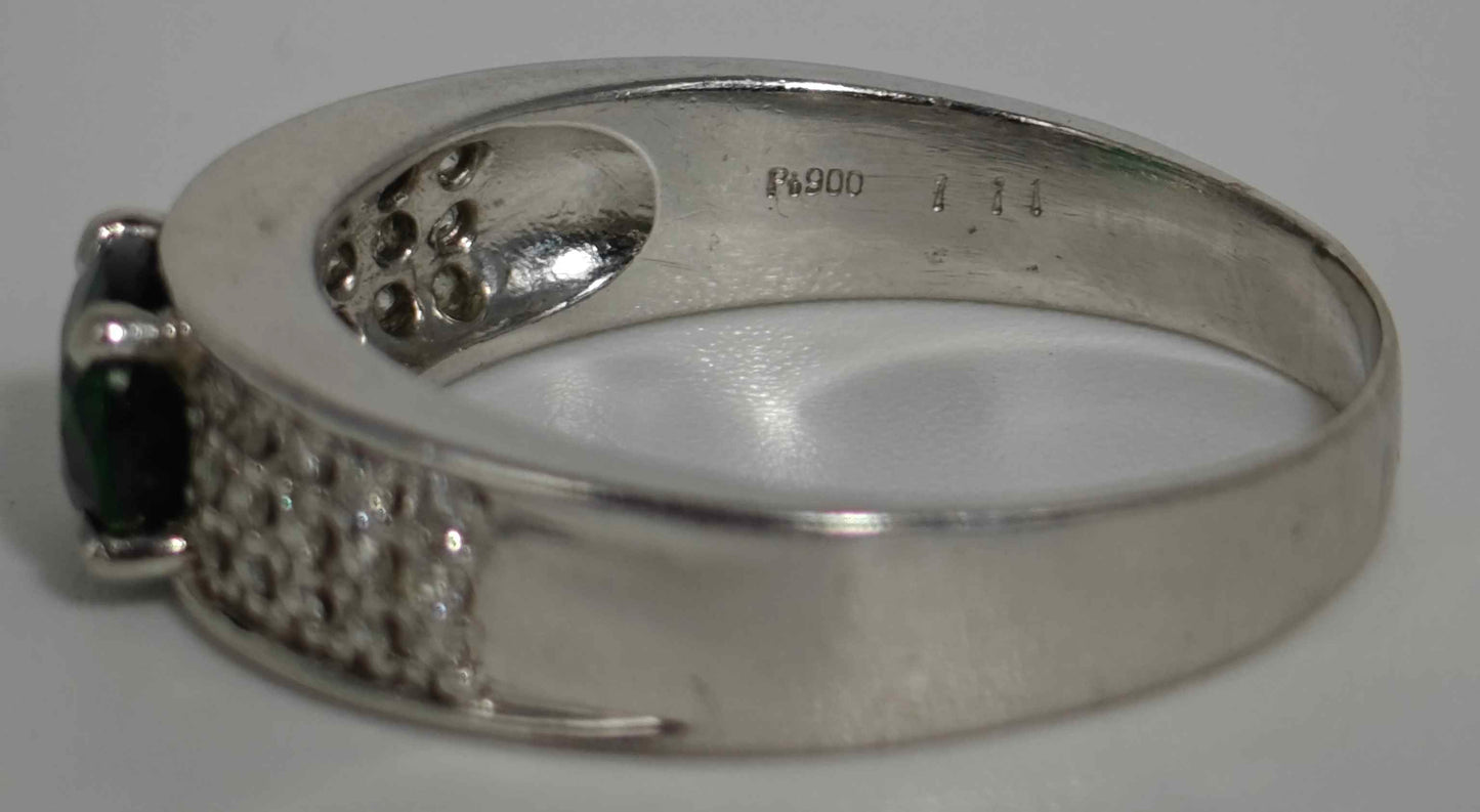 Diamond Tourmaline Ring Platinum Hallmarked Jewellery Postage Available