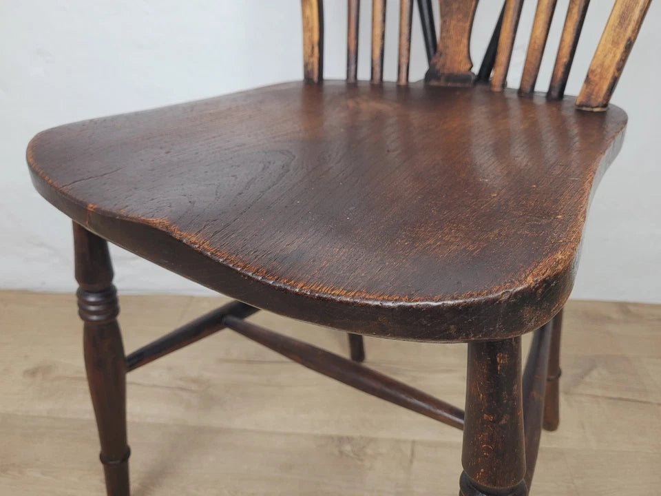 Kitchen Windsor Chair Victorian Country Wheel Back Elm Antique Postage Available