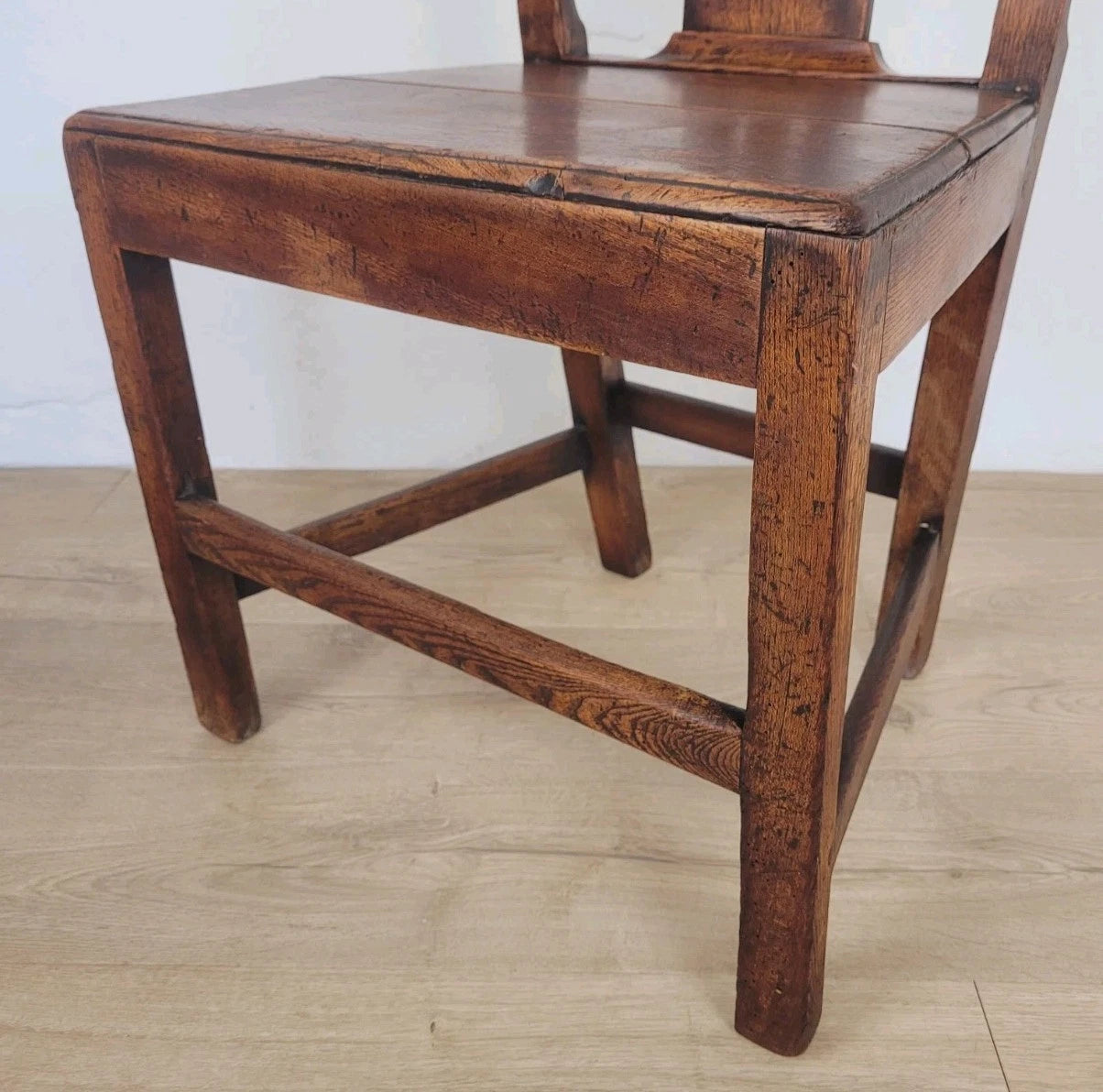 Country Kitchen Chairs Pair Pierced Back Elm 19thC Antique Postage Available