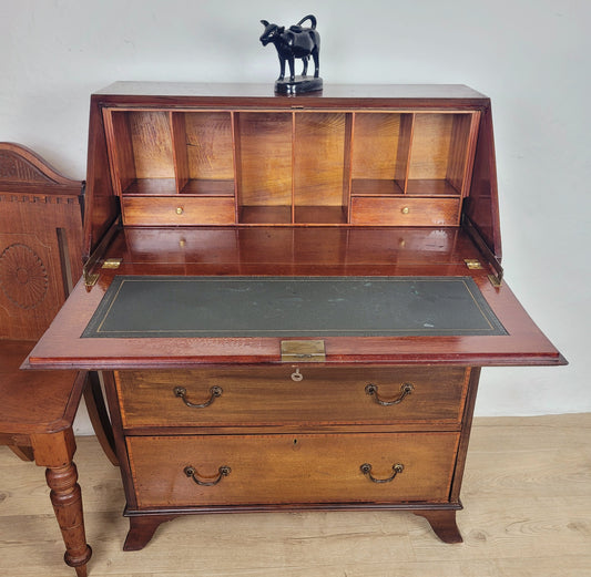 Edwardian Writing Bureau Desk Leather Crossband Antique 1910S Delivery Available
