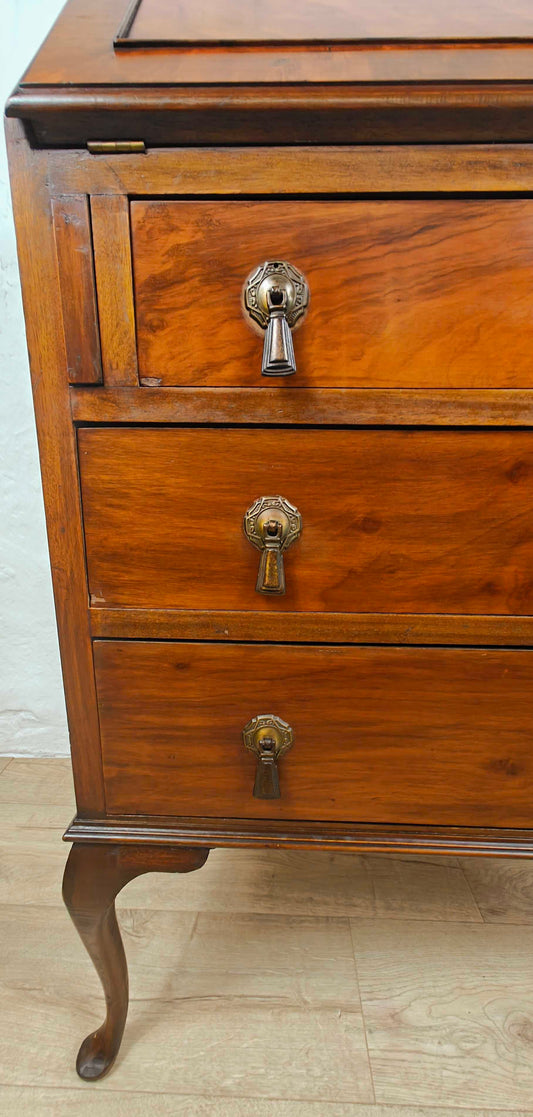 Edwardian Writing Bureau Desk Walnut Lock and Key 1910 Delivery Available