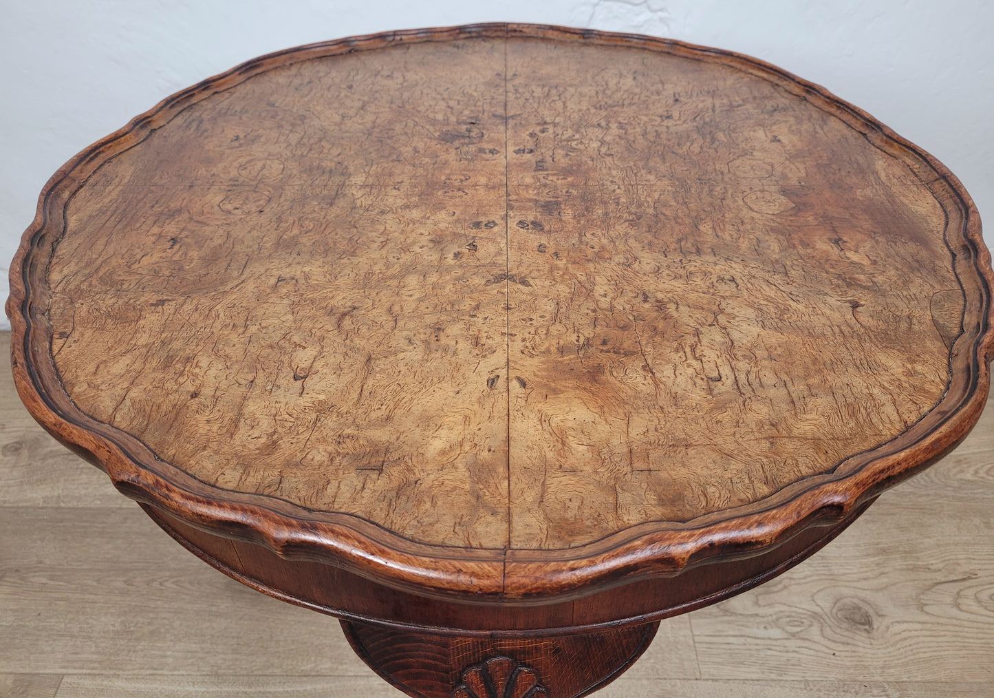 Walnut Coffee Side Table Circular Scalloped Cabriole Carved Postage Available