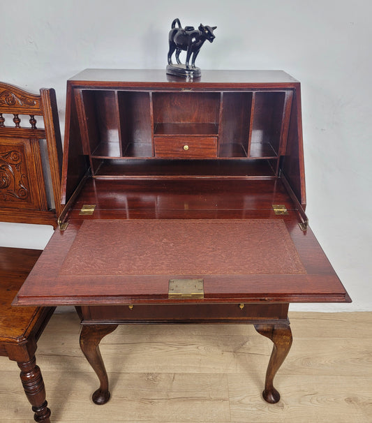 Vintage Writing Desk Bureau Leather 1930s Cabriole Legs Delivery Available