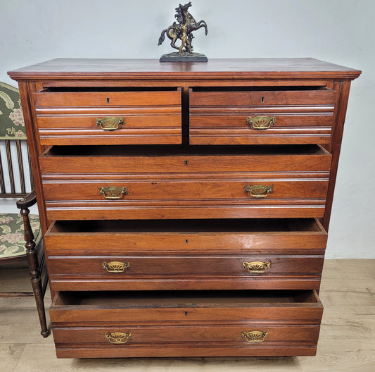 Edwardian Chest of Drawers Walnut 2 Over 3 1910s Drop Handles Delivery Available