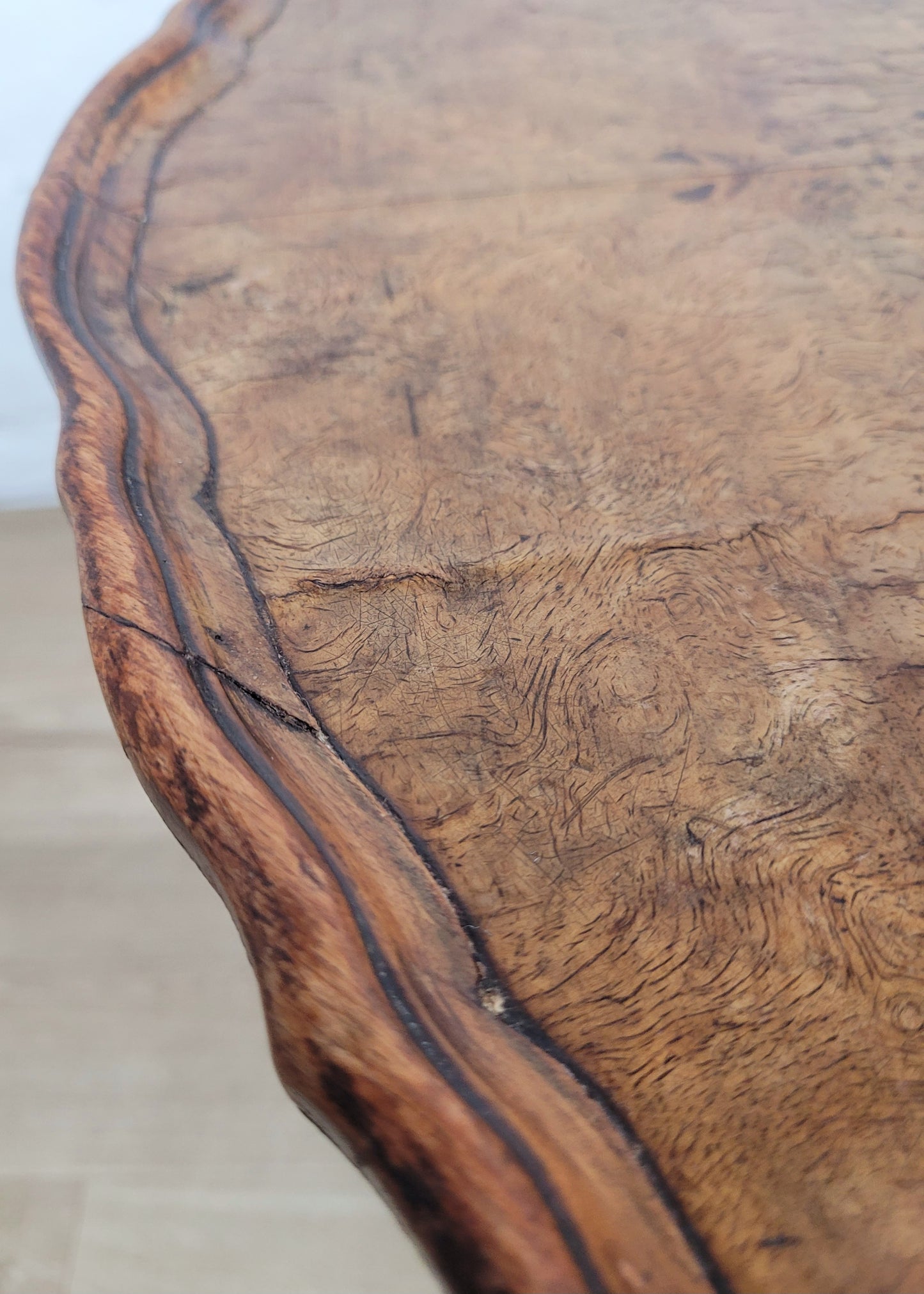 Walnut Coffee Side Table Circular Scalloped Cabriole Carved Postage Available