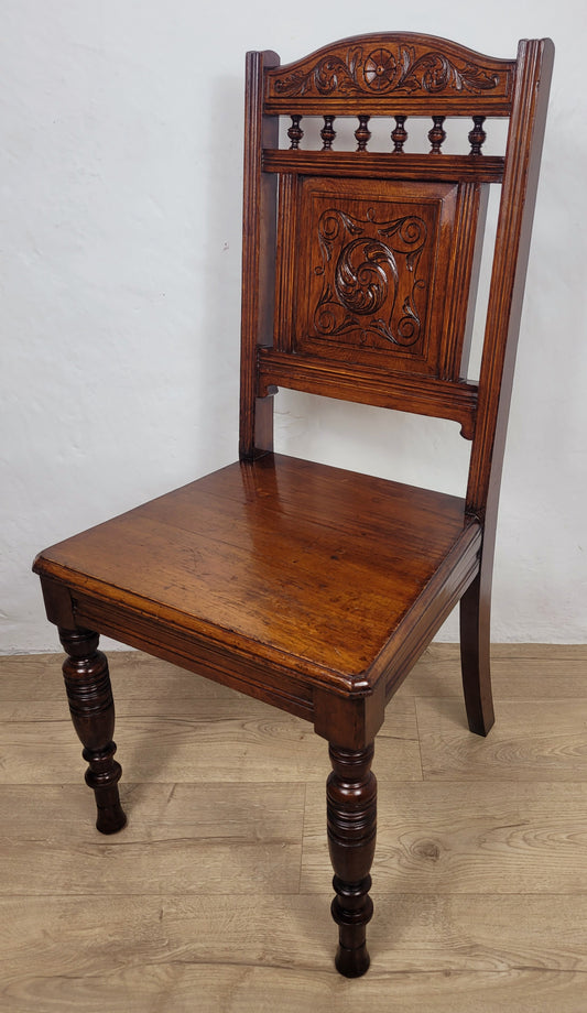 Victorian Kitchen Chair Elm Carved Panel Back 19thC Antique Postage Available