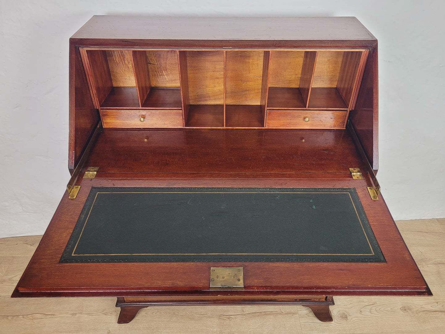 Edwardian Writing Bureau Desk Leather Crossband Antique 1910S Delivery Available