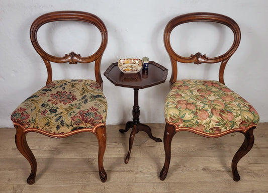Victorian Balloon Back Chairs Antique Upholstered Cabriole Leg Postage Available