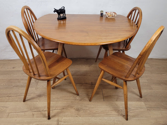 Ercol Dining Set Windsor 400 Drop Leaf Table Hoop Back Chairs Delivery Available