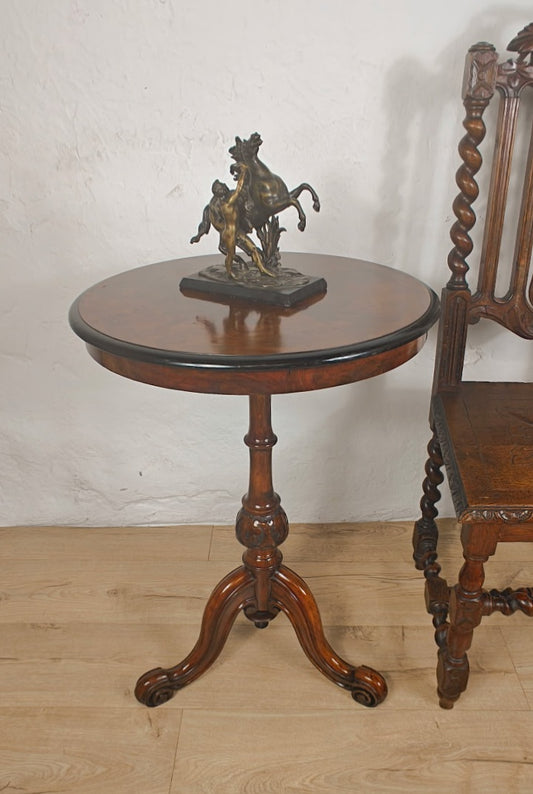 Occasional Tripod Table Victorian Round Walnut Carved 1890s Postage Available