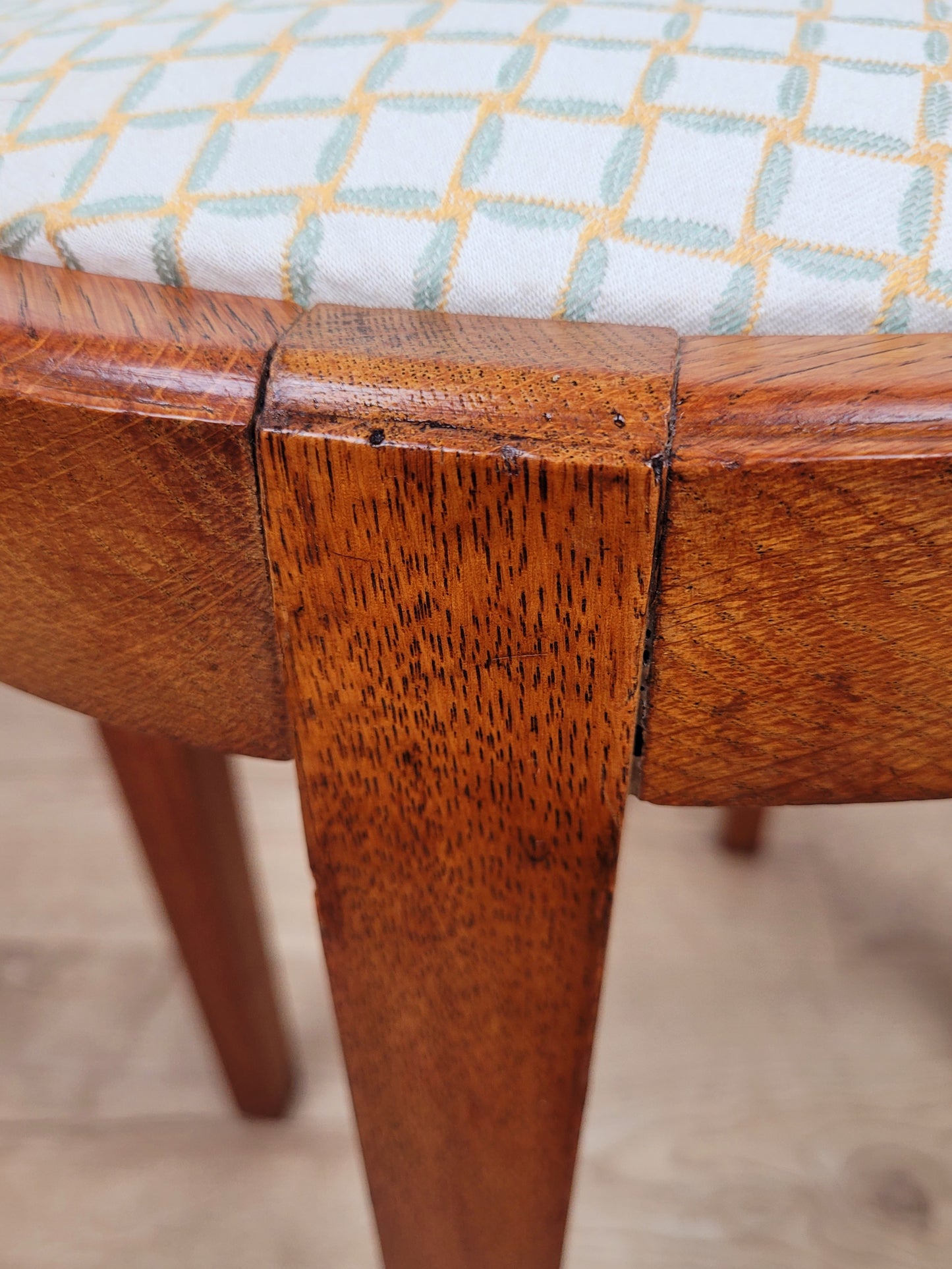 Oak Oval Pale Stool Upholstered Antique Postage Available