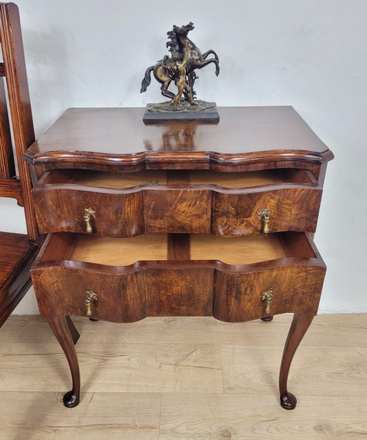 Walnut Lowboy Chest of Drawers Vintage 1930s Cabriole Legs Delivery Available