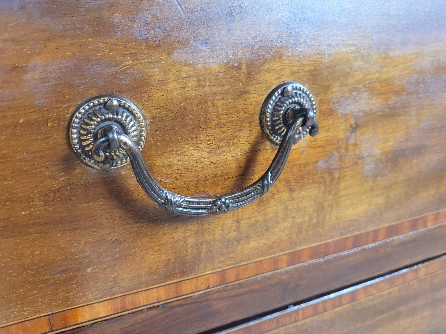 Edwardian Writing Bureau Desk Leather Crossband Antique 1910S Delivery Available