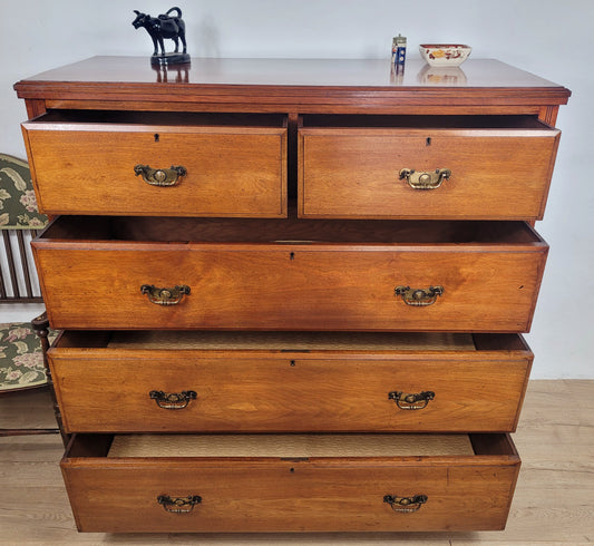 Victorian Chest of Drawers Walnut 2 Over 3 1900s Drop Handles Delivery Available