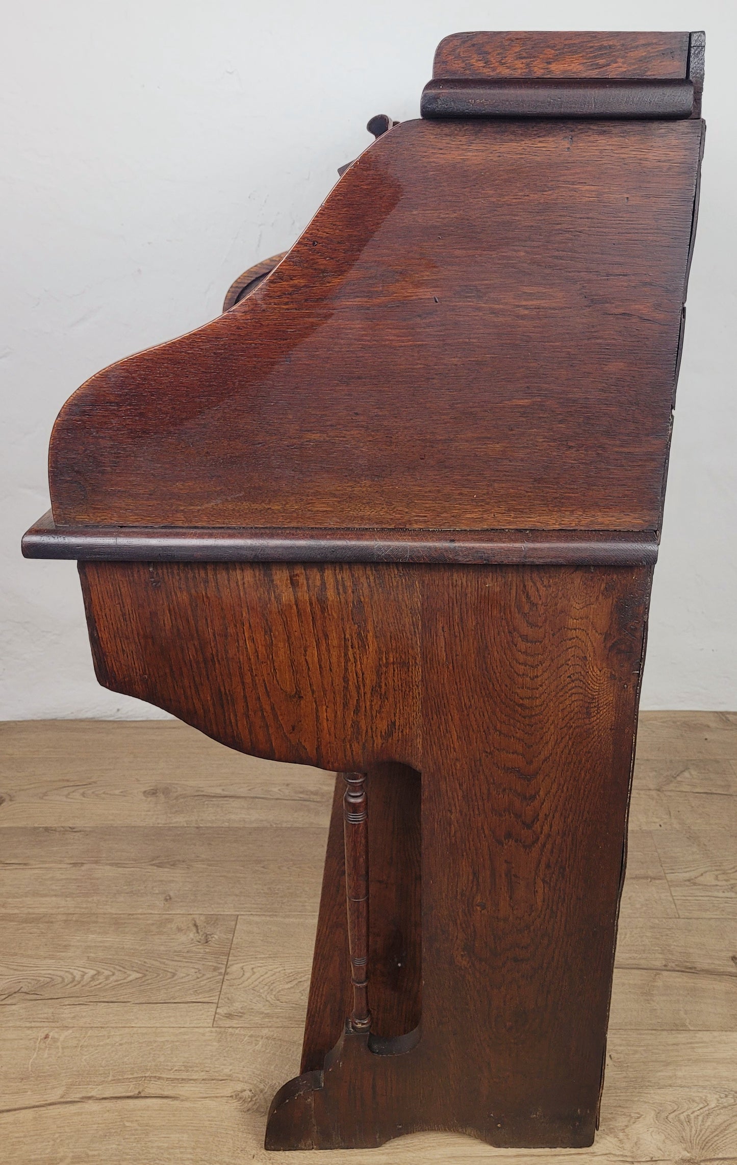 Edwardian Writing Desk Bureau Tambour Roll Top 1910 Oak Delivery Available