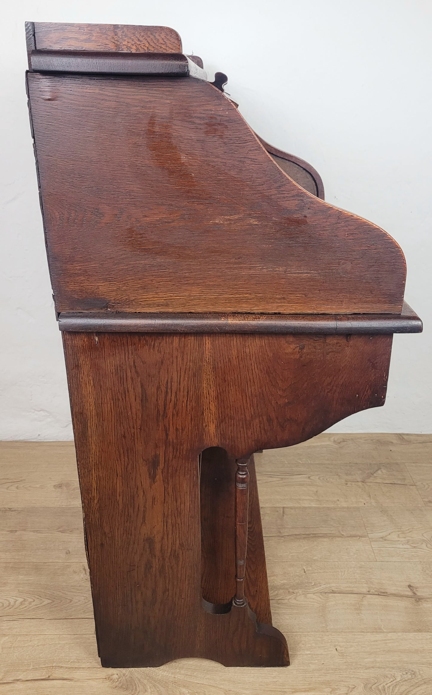Edwardian Writing Desk Bureau Tambour Roll Top 1910 Oak Delivery Available