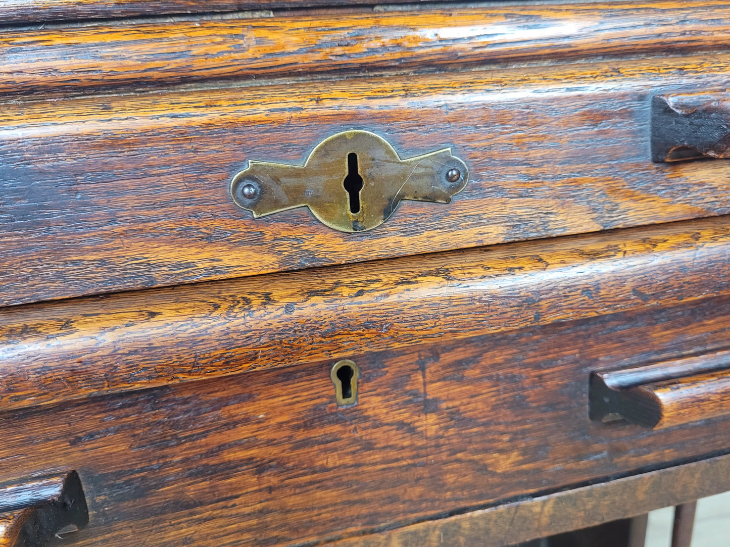 Edwardian Writing Desk Bureau Tambour Roll Top 1910 Oak Delivery Available