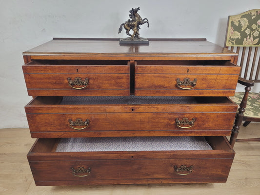 Edwardian Chest of Drawers 2 Over 3 Walnut 1910s Drop Handle Delivery Available