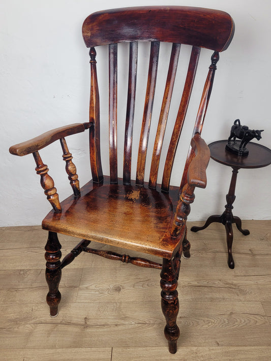 Victorian Kitchen Armchair 19thC Slatback Farmhouse Delivery Available