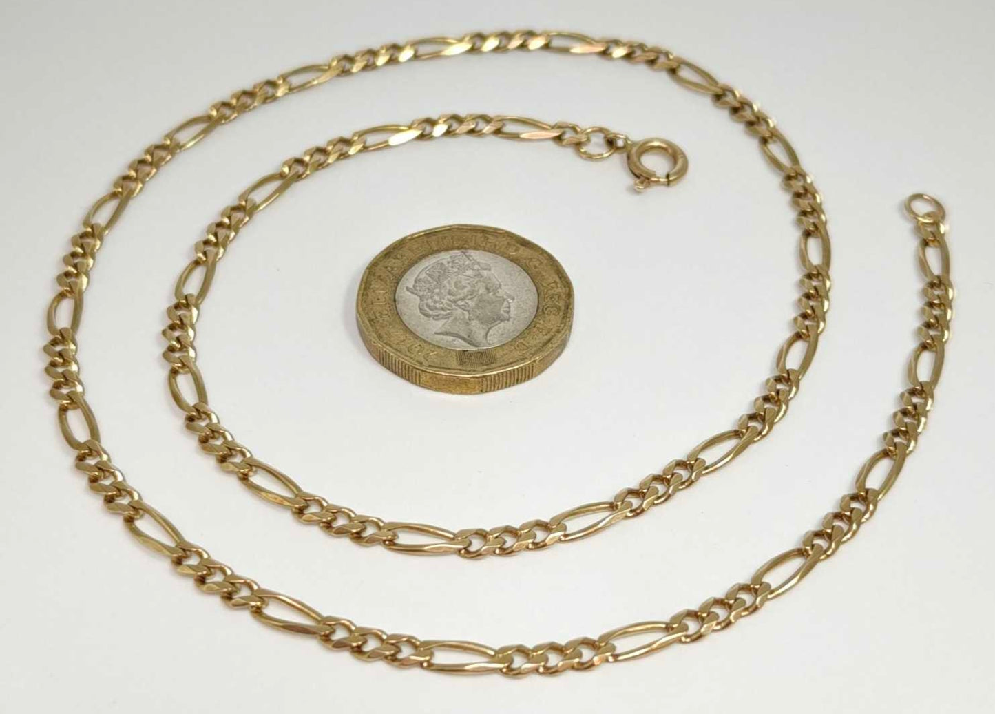 9ct Gold Figaro Necklace 10g Yellow Gold 18.9 Inch Postage Available