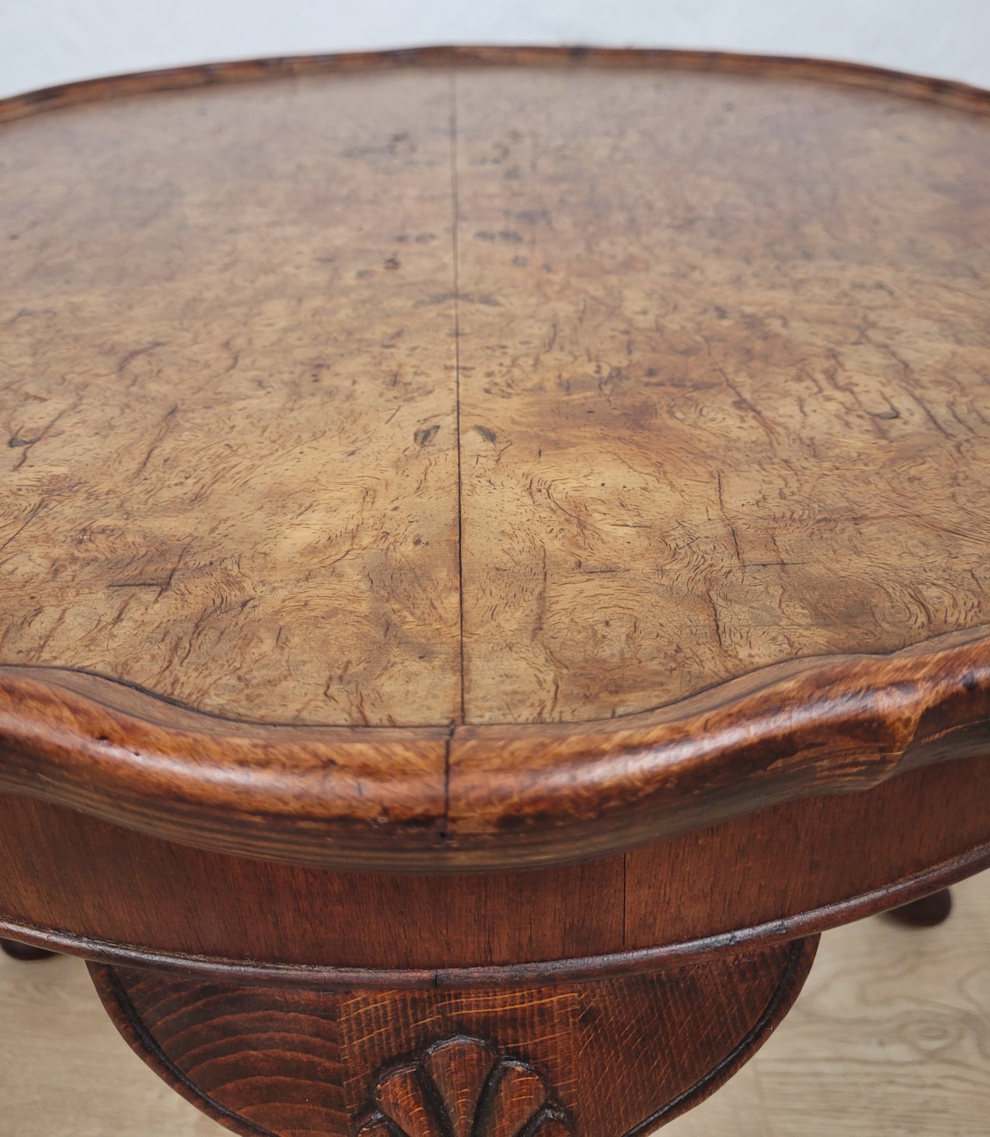 Walnut Coffee Side Table Circular Scalloped Cabriole Carved Postage Available