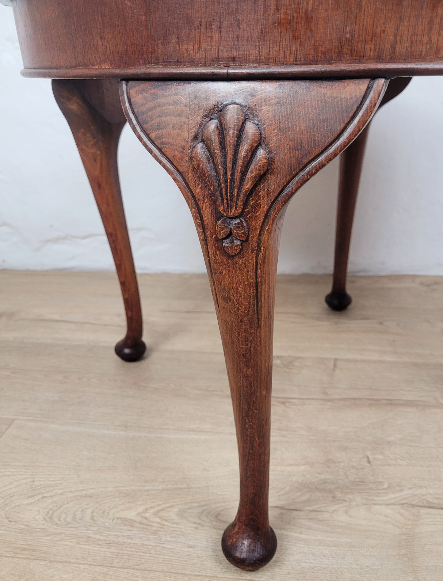 Walnut Coffee Side Table Circular Scalloped Cabriole Carved Postage Available