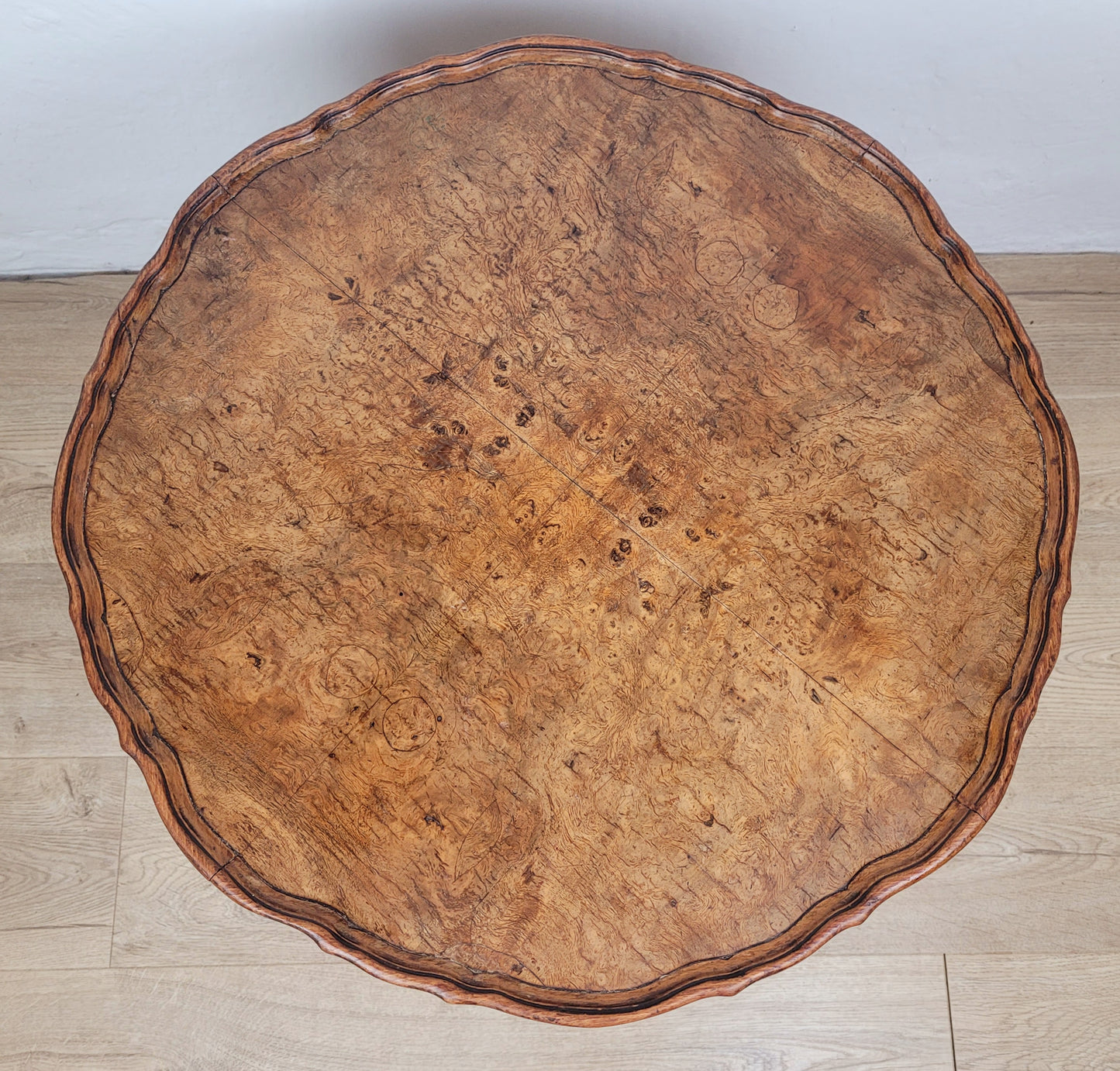 Walnut Coffee Side Table Circular Scalloped Cabriole Carved Postage Available
