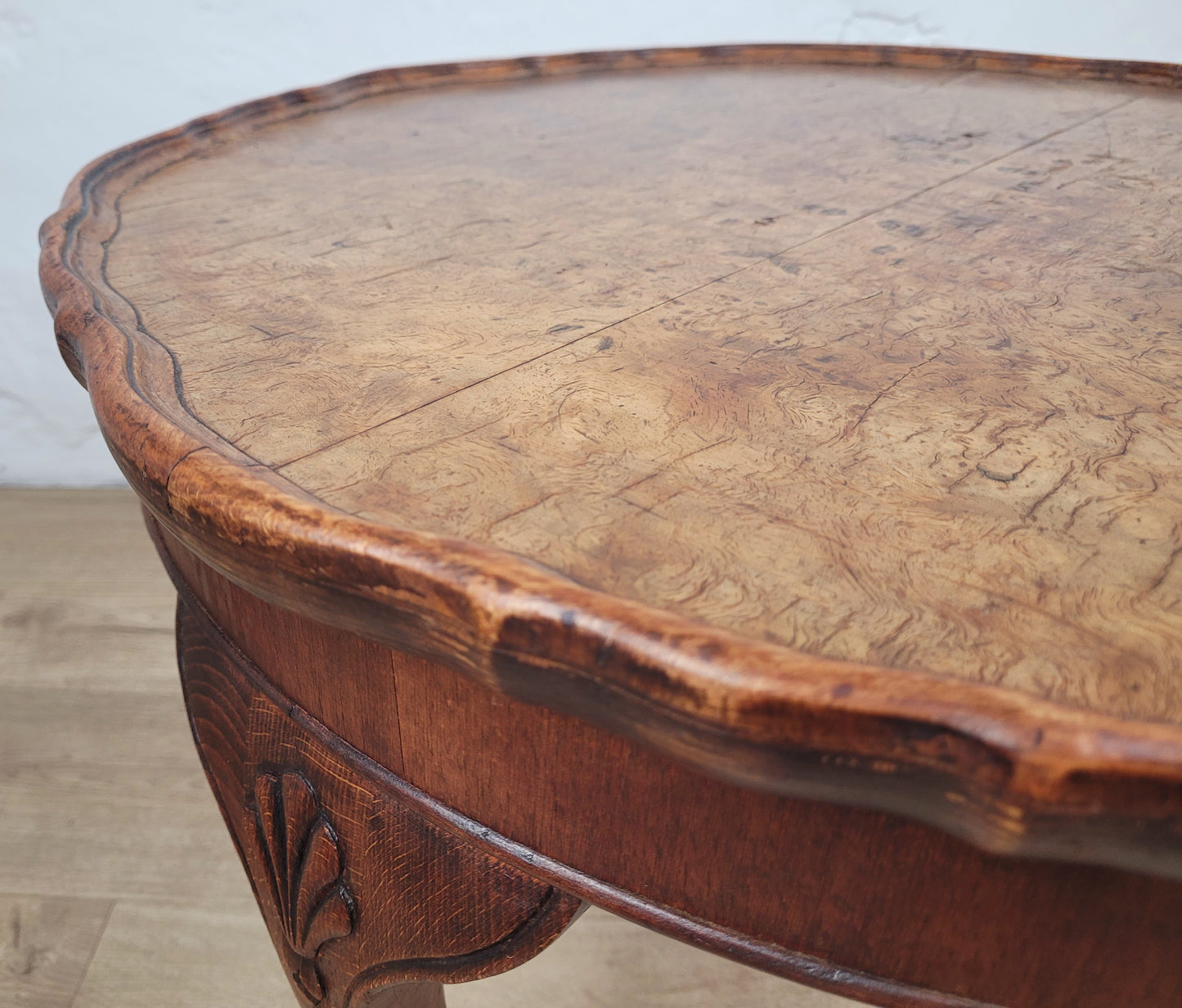 Walnut Coffee Side Table Circular Scalloped Cabriole Carved Postage Available