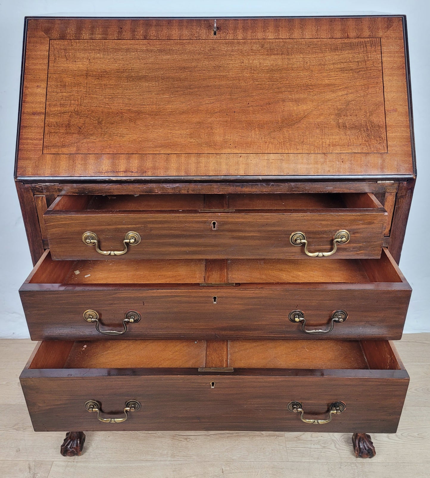 Edwardian Writing Bureau Desk Claw and Ball Feet Key Lockable Delivery Available