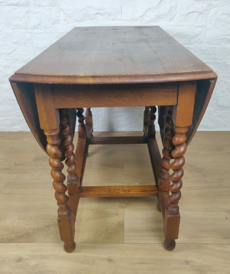 Barley Twist Table Gate Leg Oak Large Circular Victorian Delivery Available