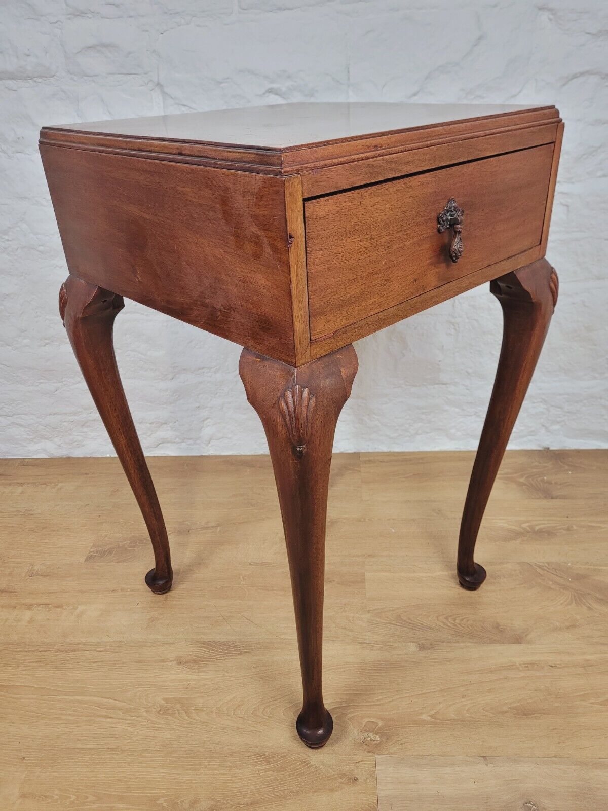 Carved Shell Side Table Victorian Queen Anne Mahogany Drawer Delivery Available