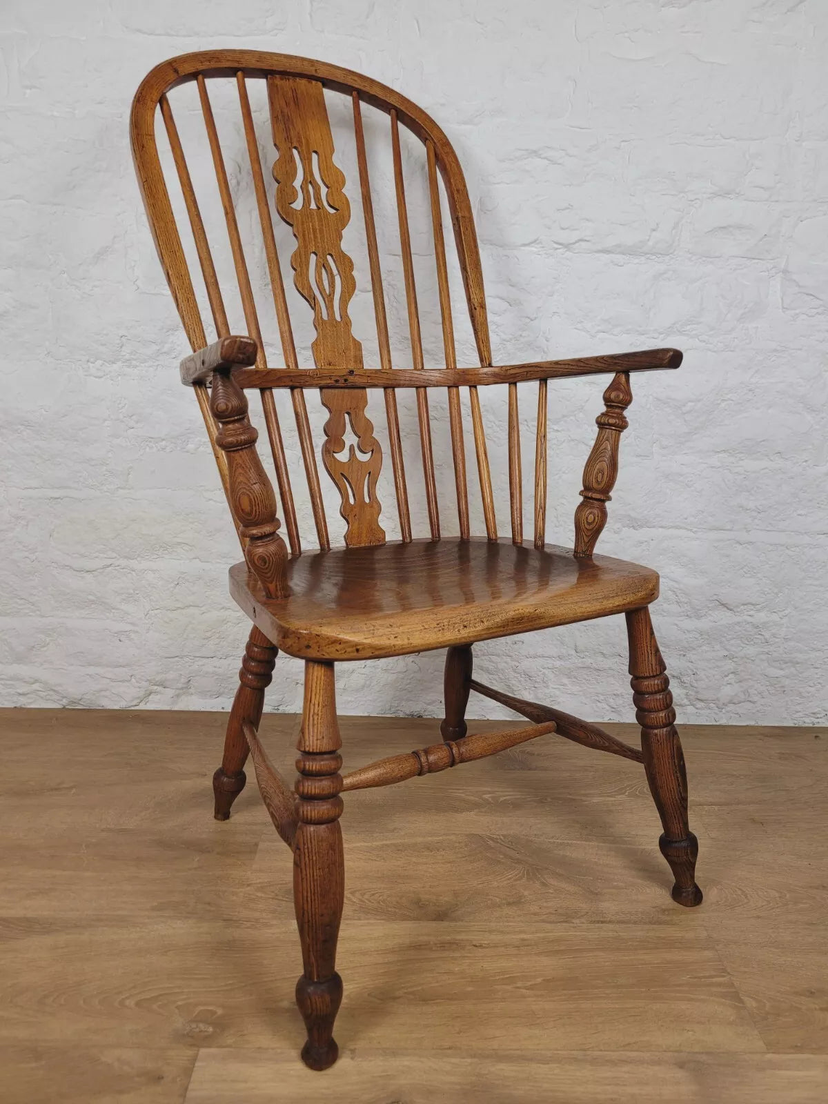 Victorian Windsor Armchair Pierced Splatback Oak Antique 1860s Postage Available