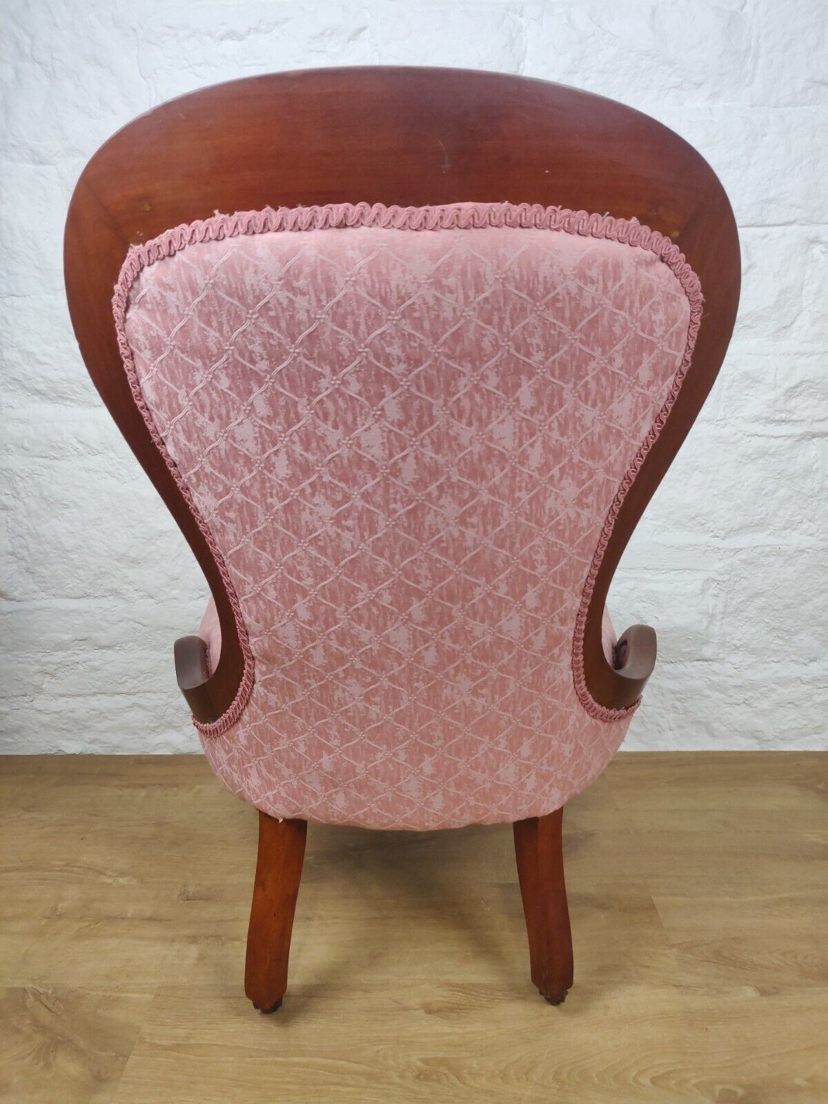 Victorian Nursing Chair Castors Button Back Pink Cabriole Legs Postage Available