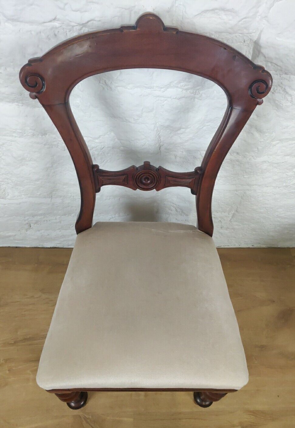 James Reilly Dining Chairs Pair Bulls-eye Ornate 19thC English Postage Available