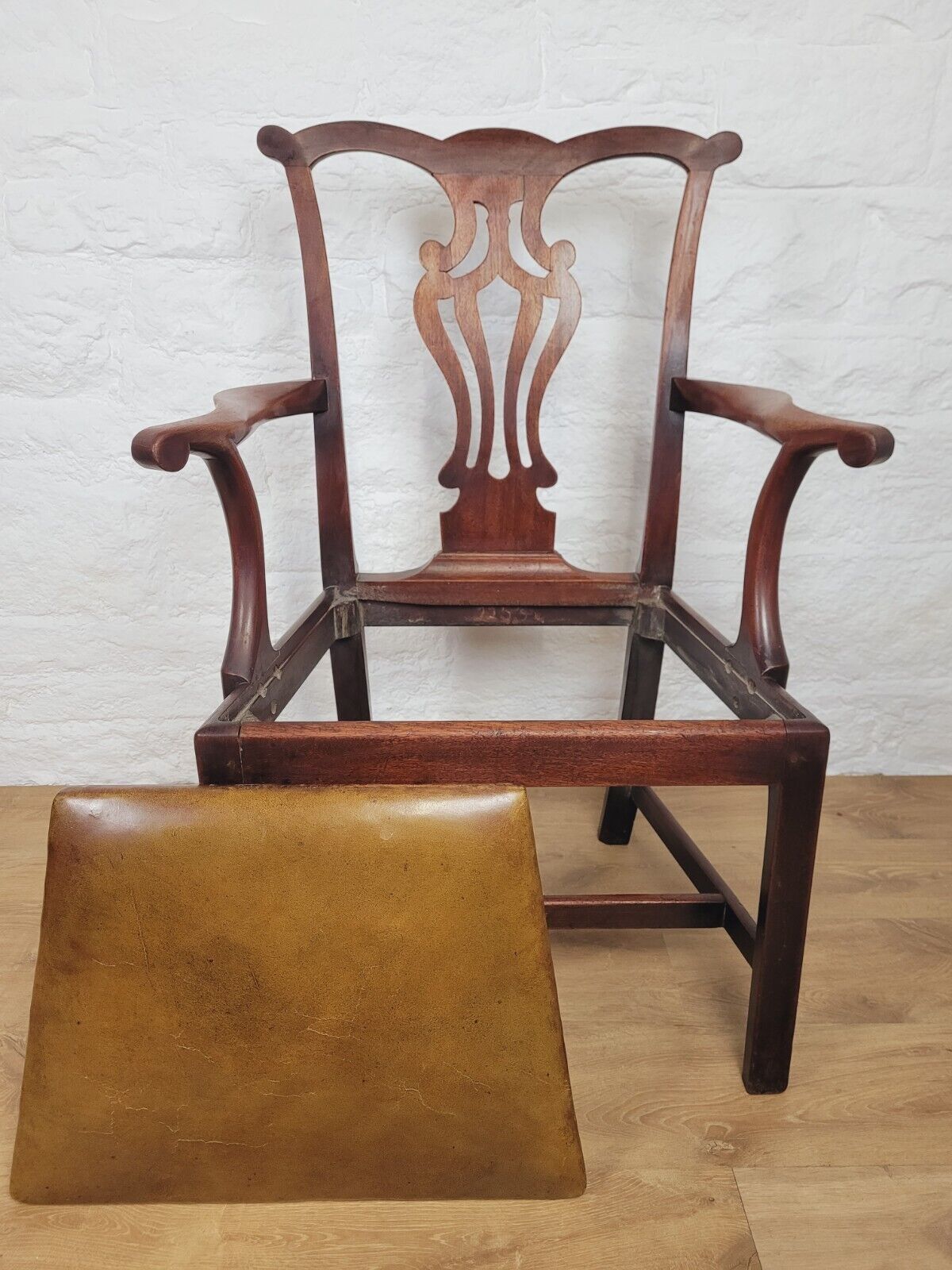 Victorian Dining Armchair Chippendale Style Pierced Splatback Leather Postage Available